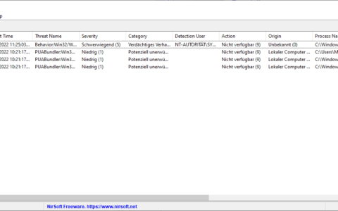 显示 windows defender 使用 windeflogview 检测到的所有威胁