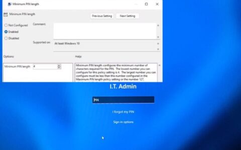 如何在 windows 11 中更改最小 pin 长度