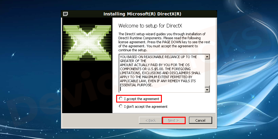 directx-select-i-accept-the-agreement-and-click-on-next-button