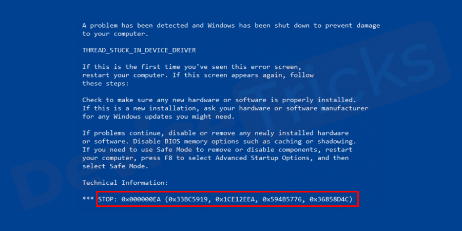 what-does-blue-screen-of-death-0x000000ea-thread-stuck-in-device-driver-mean