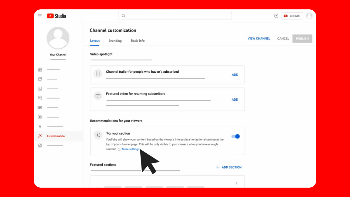 youtube-for-creators-costumize-for-you-section